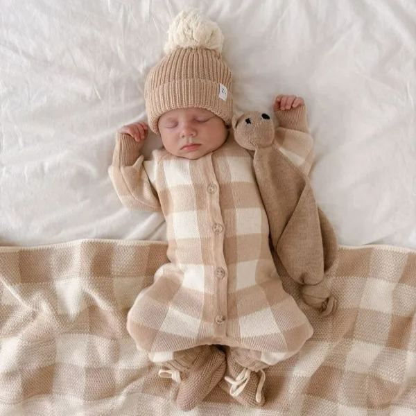 Newborn Knitting Checkered Jumpsuit