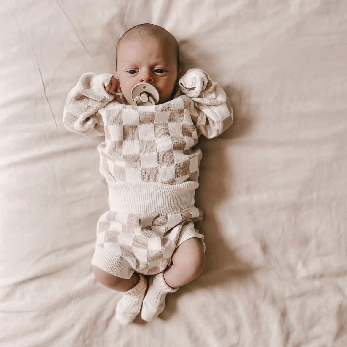 Baby Checkered Knitting Set