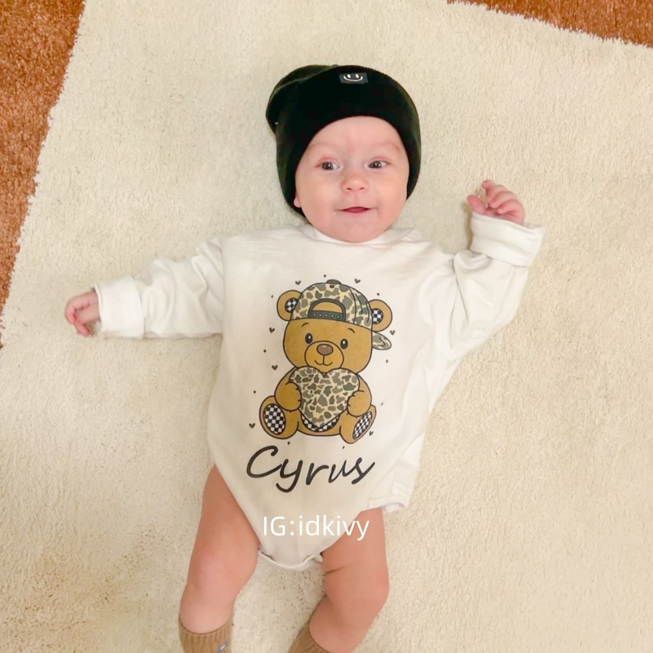 Baby Valentine's Day Bear Custom Name Romper