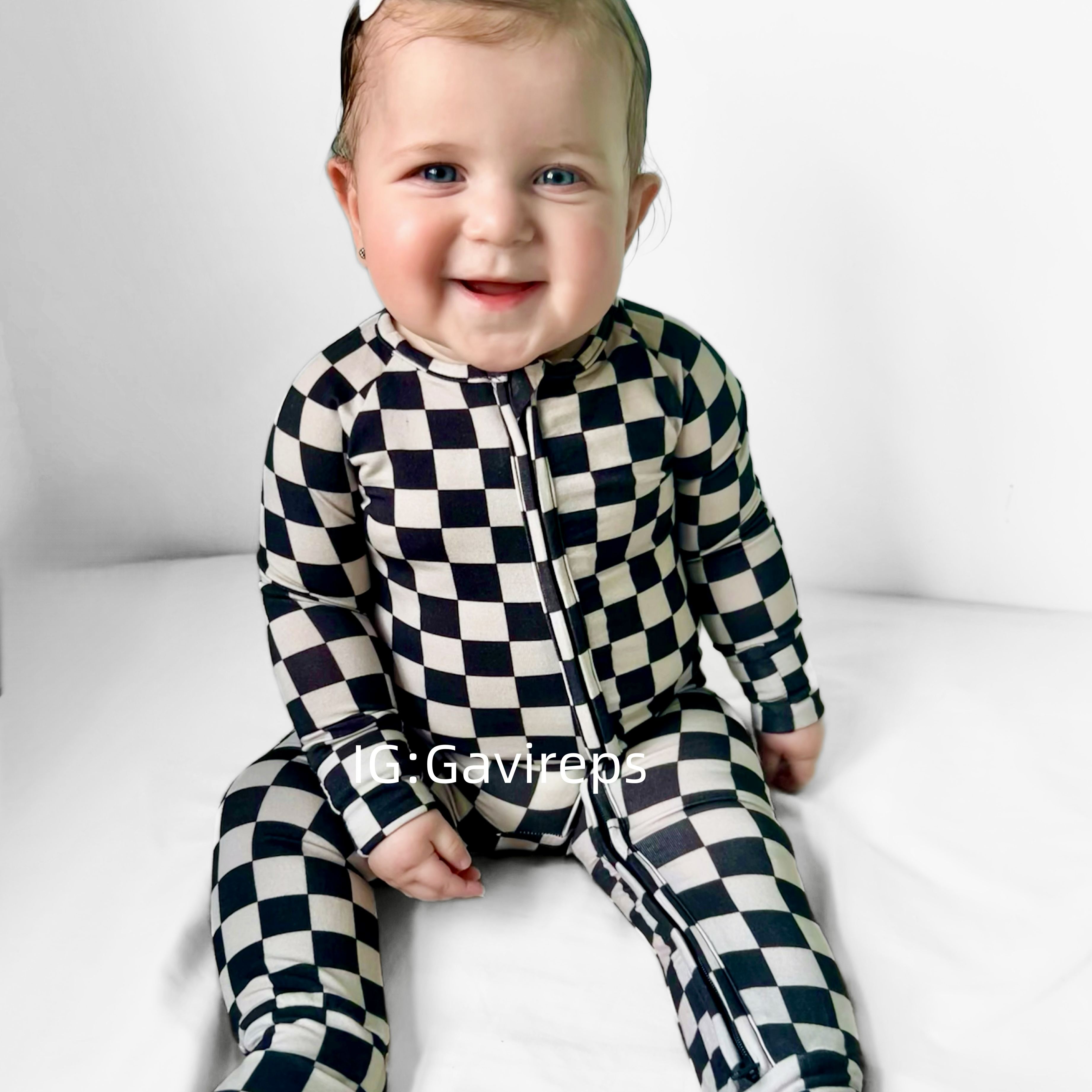 Newborn Bamboo Checkered Jumpsuit