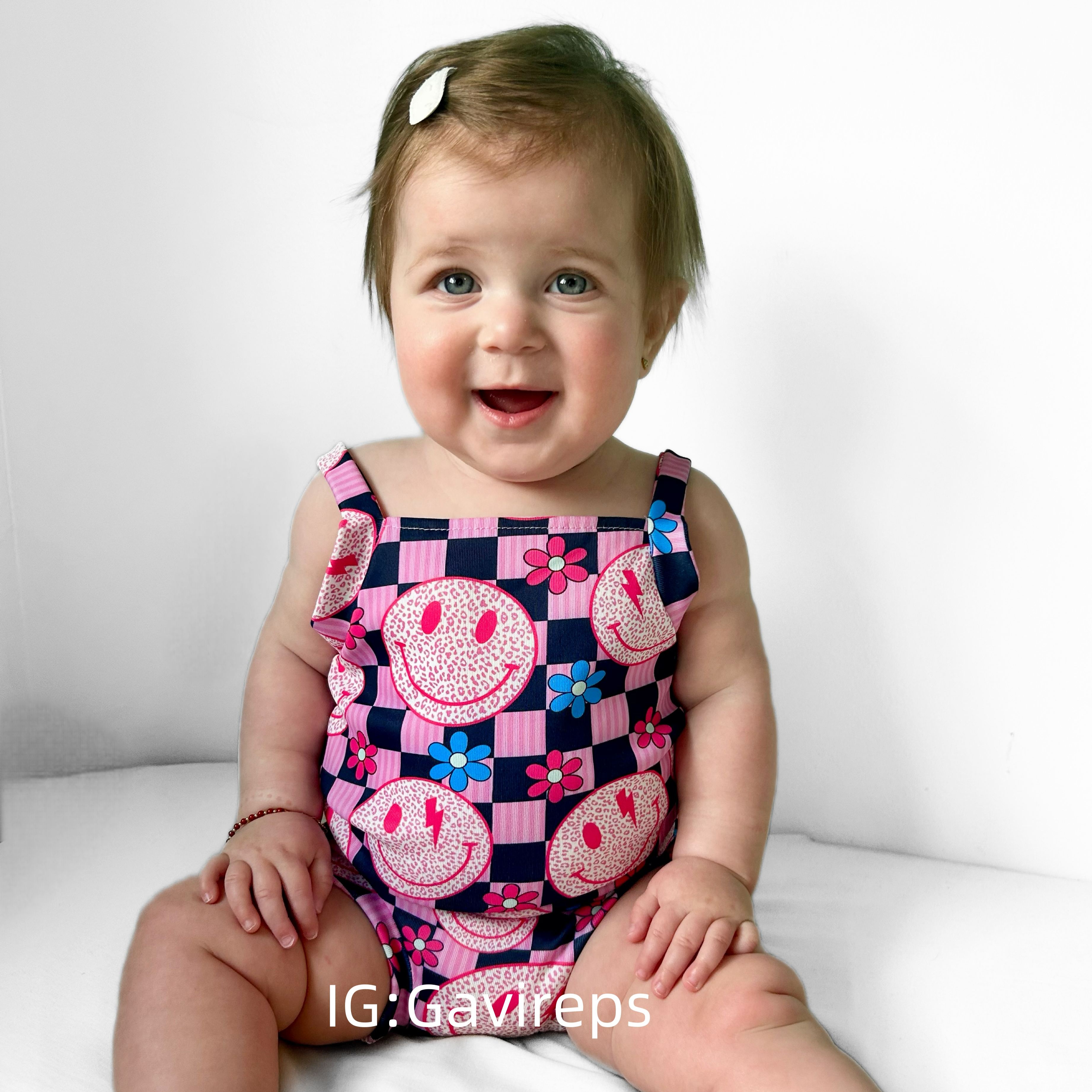 Baby Happy Face Checkered Set