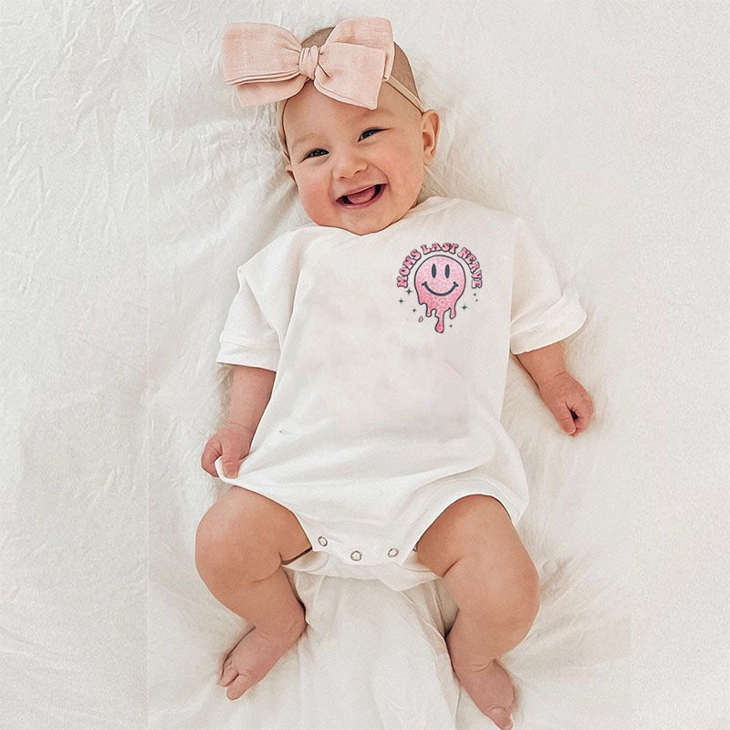 Baby Girl On My Moms Last Nerve Print Romper.