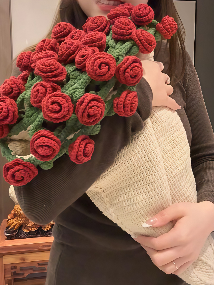 Hand-woven Flower Bouquet Knitted Throw Blankets 