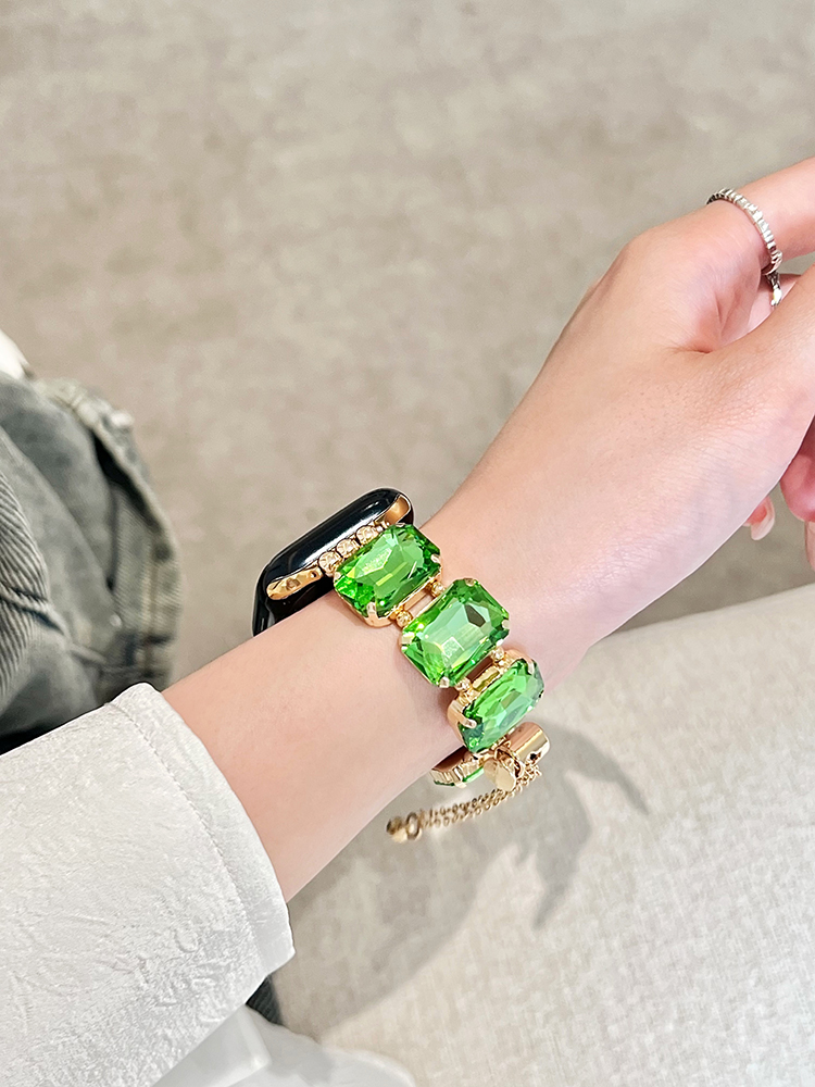Square Large Zircon Stainless Steel Band