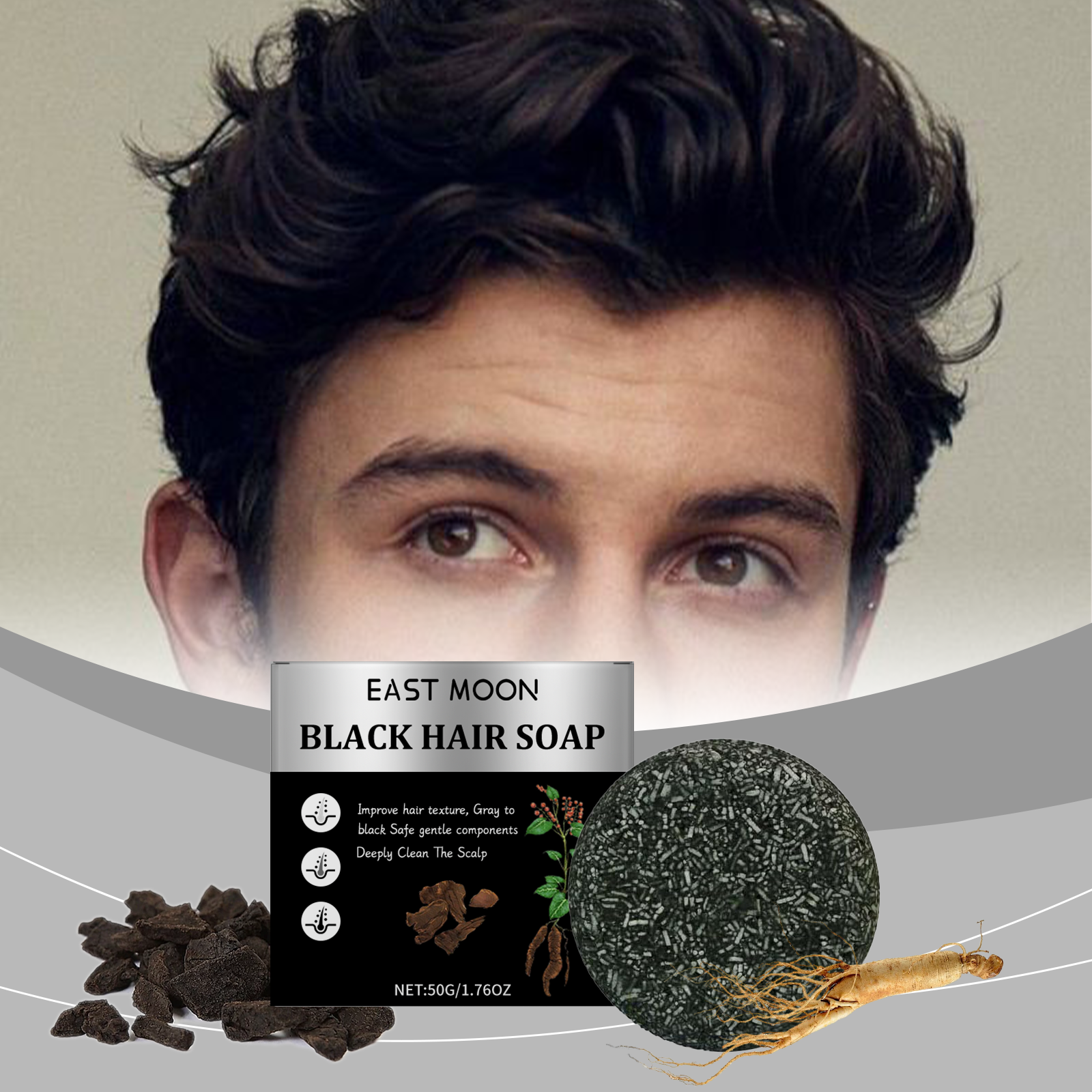 Men's Bamboo Charcoal Hair Soap – Deep Cleanse & Nourish Hair & Scalp