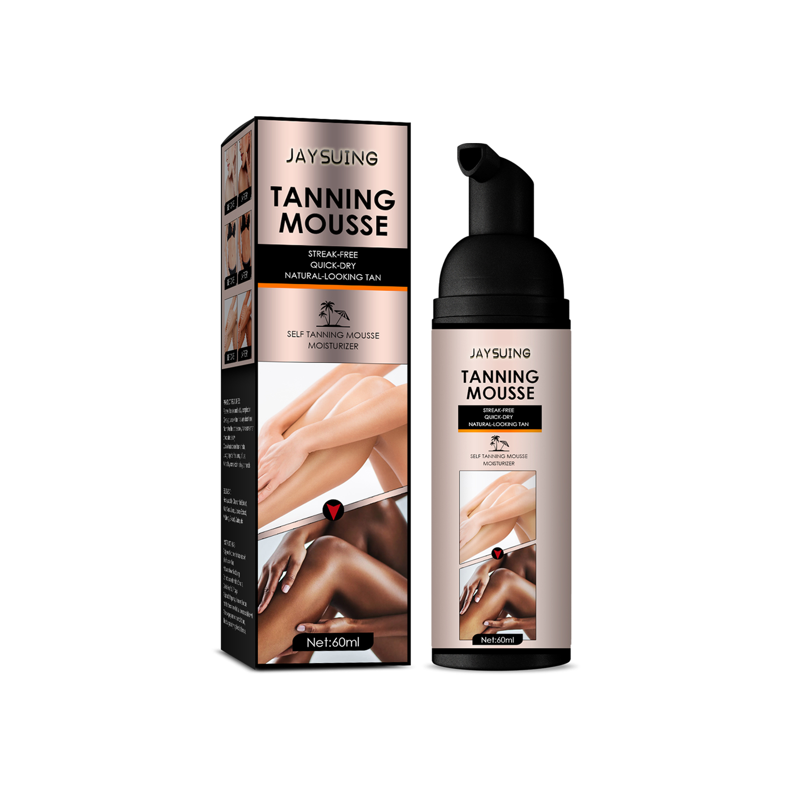 Jaysuing Sunless Tanning Mousse – Bronzing Body Foam for Moisturized Summer Glow