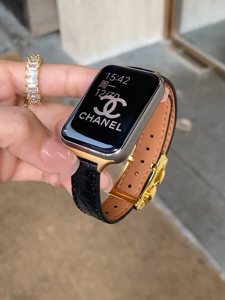 Double C Magnetic Leather Smart Watch Band