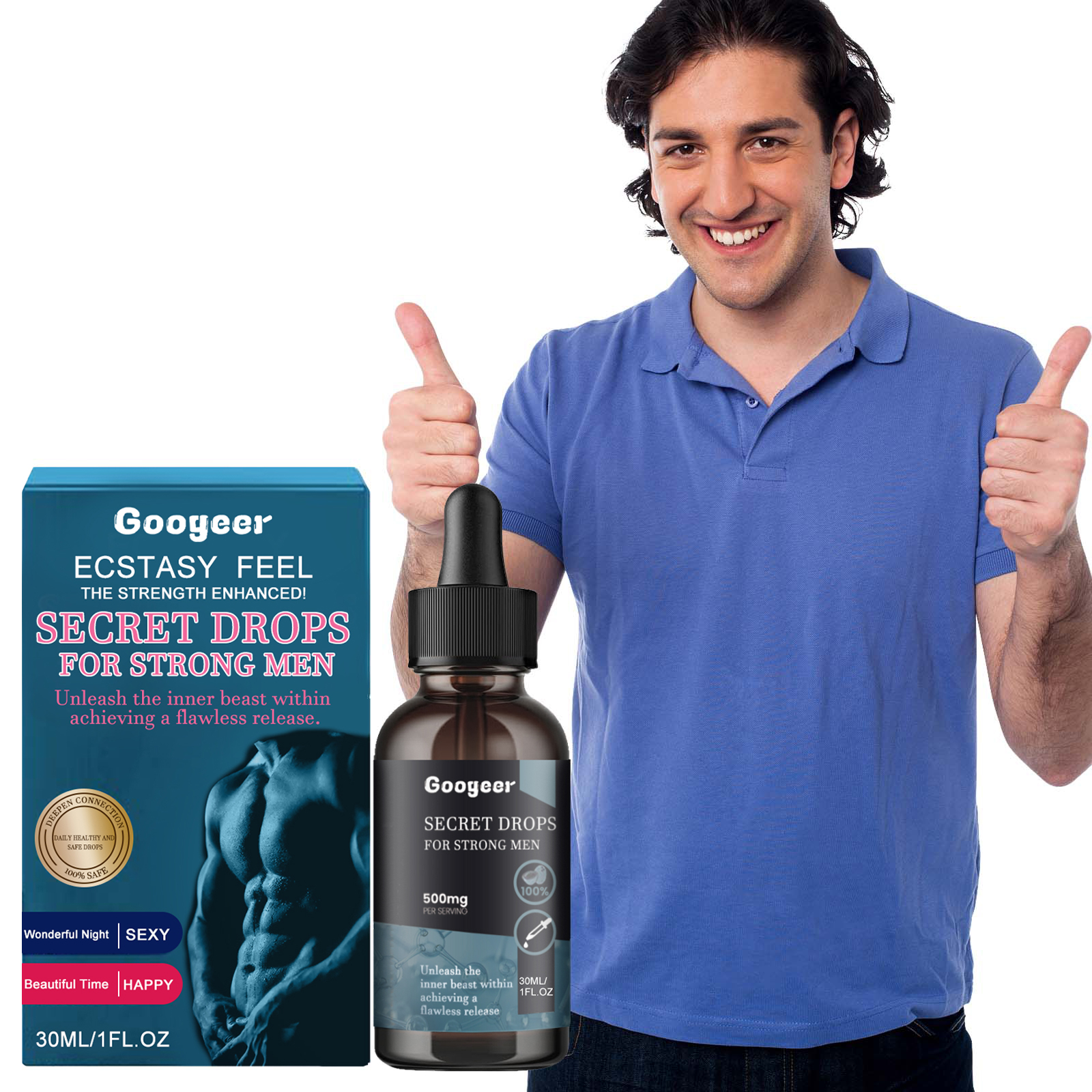 Googeer Men's Strong Secret Drops – Relieve Anxiety & Boost Vitality