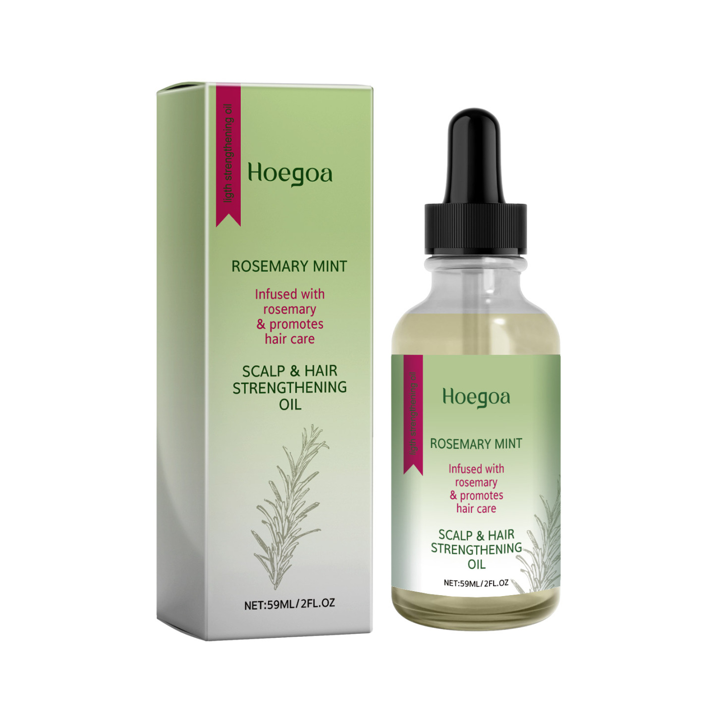 Hoegoa Rosemary Hair Care Oil – For Stronger, Thicker, and Smoother Hair with Natural Shine