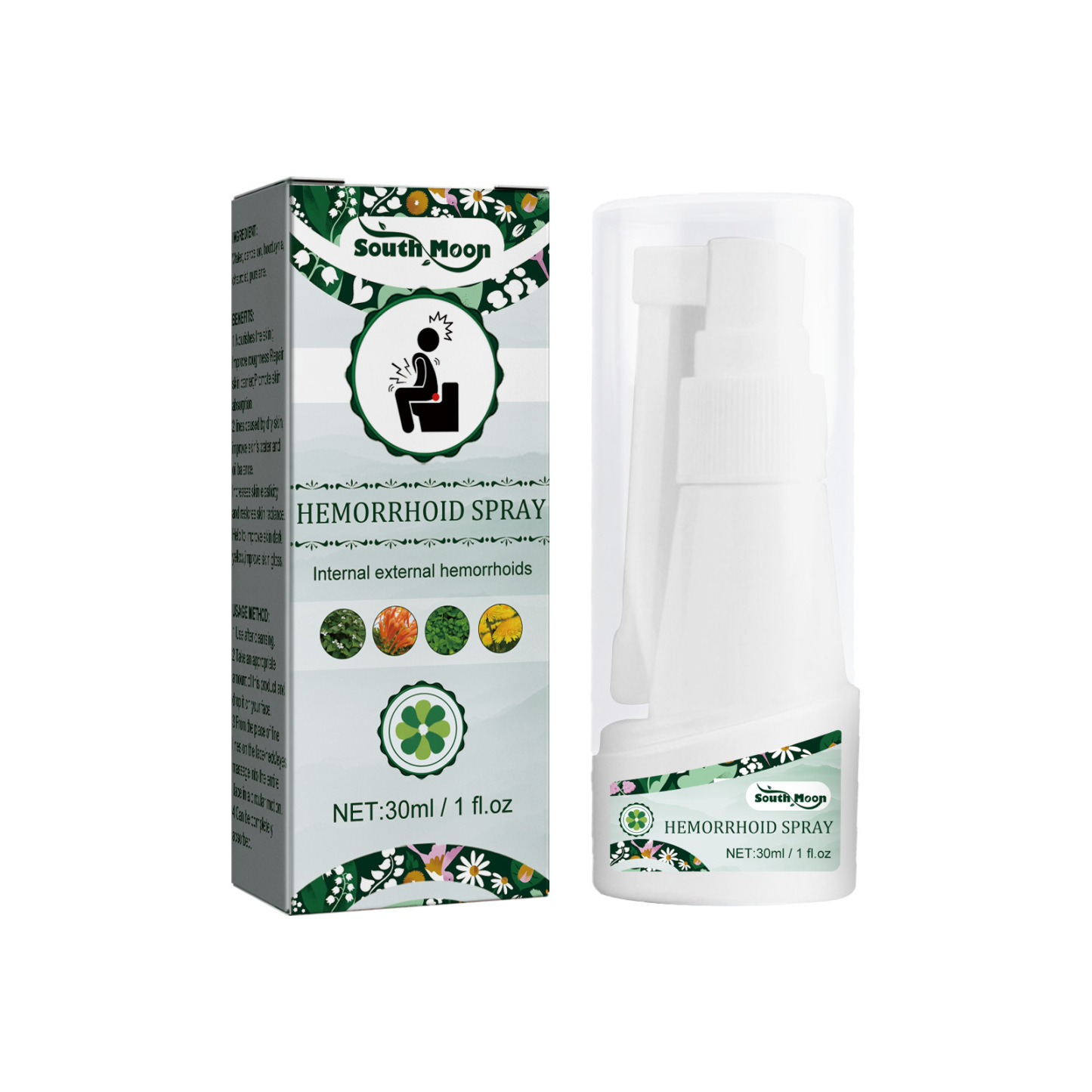 South Moon Herbal Hemorrhoid Relief Spray – Reduces Swelling & Anal Discomfort