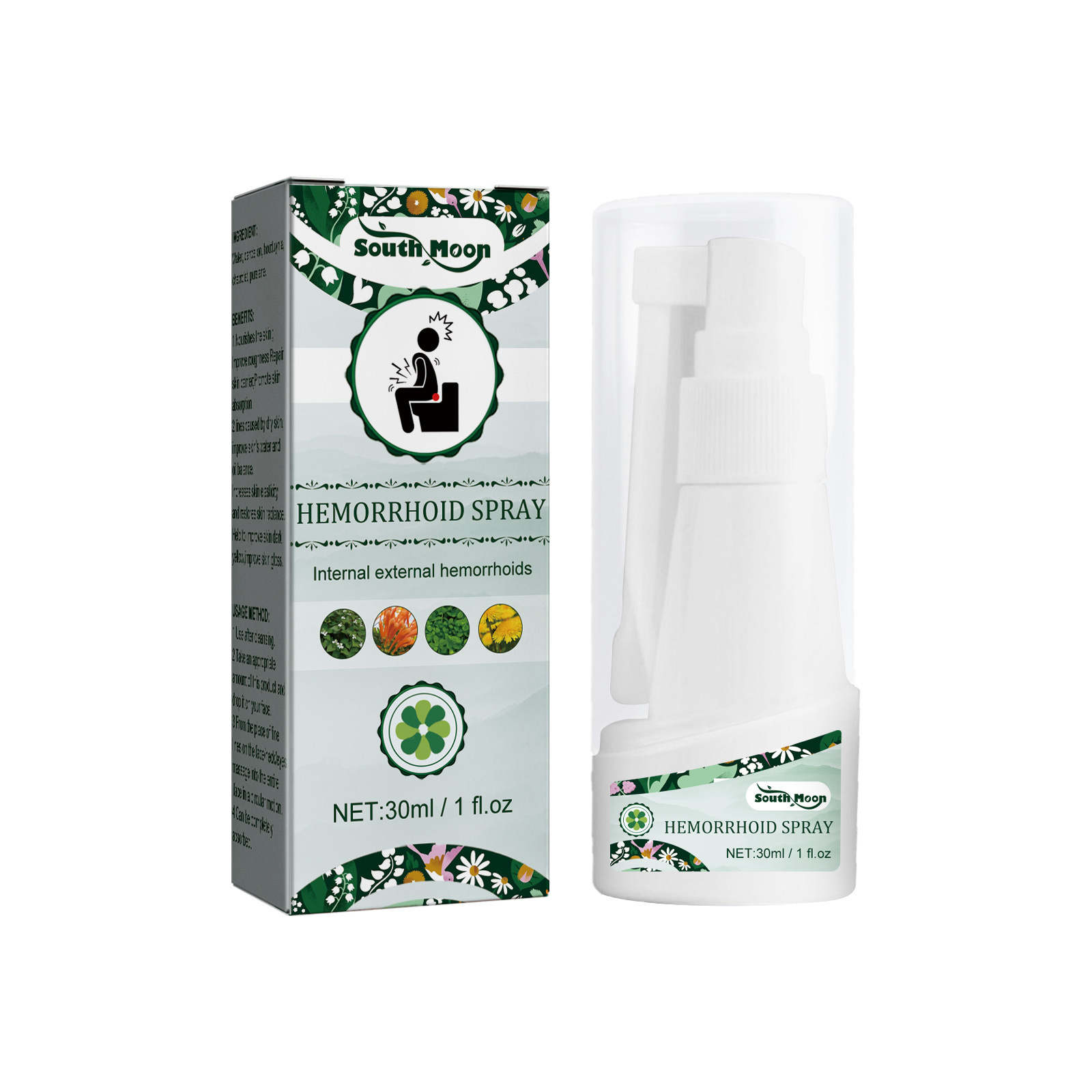 South Moon Herbal Hemorrhoid Relief Spray – Reduces Swelling & Anal Discomfort
