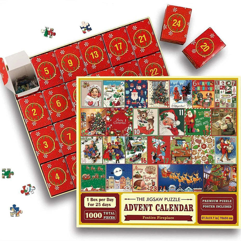 Advent Calendar Christmas Jigsaw Puzzle - 24 Boxes Christmas Countdown Puzzle Toy Gift for Kid Adult