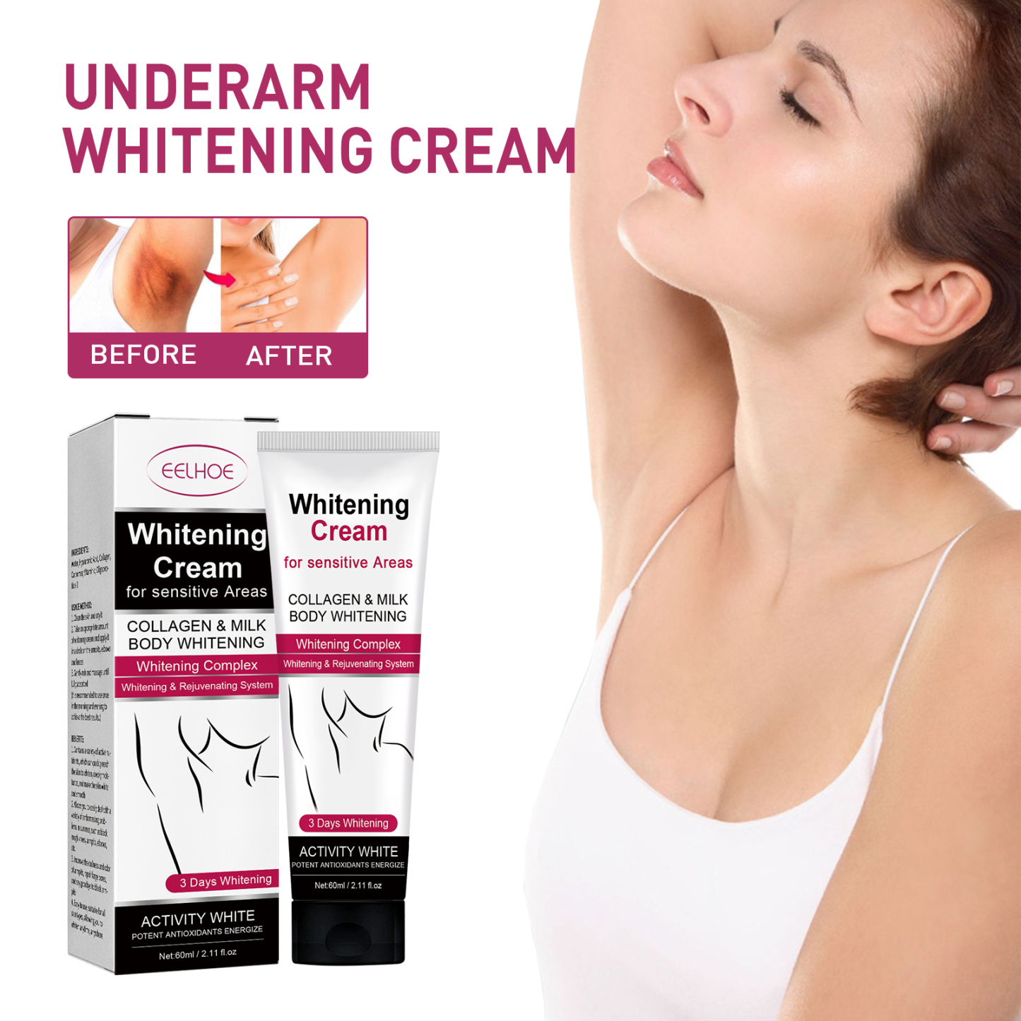 Armpit Whitening Cream – Underarm & Joint Melanin Repair, Skin Brightening & Moisturizing Cream