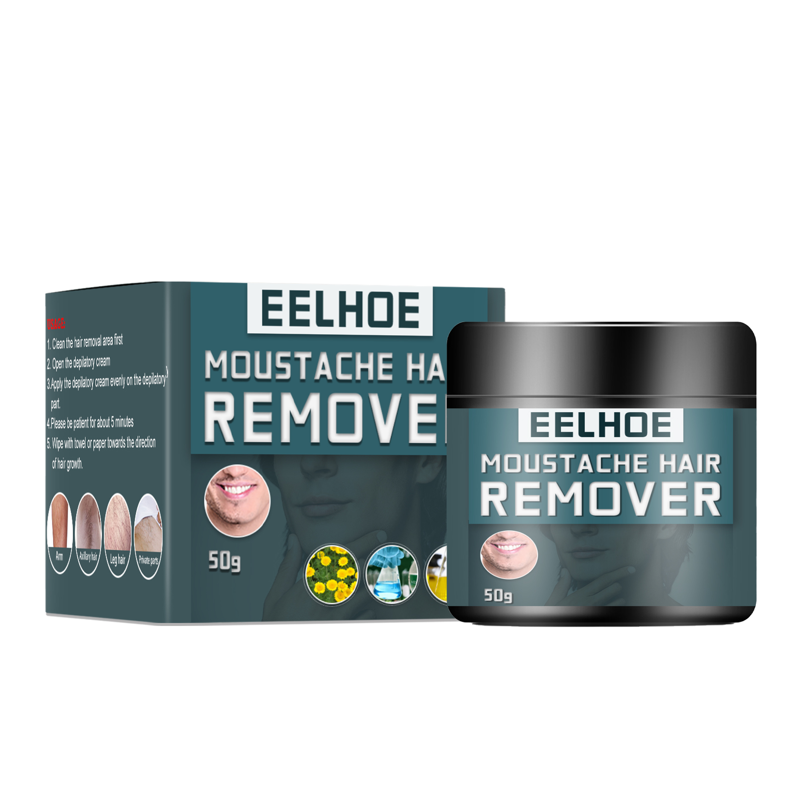 EELHOE Men’s Body Hair Remover Cream – Painless Hair Removal for Beard, Armpit & Chest