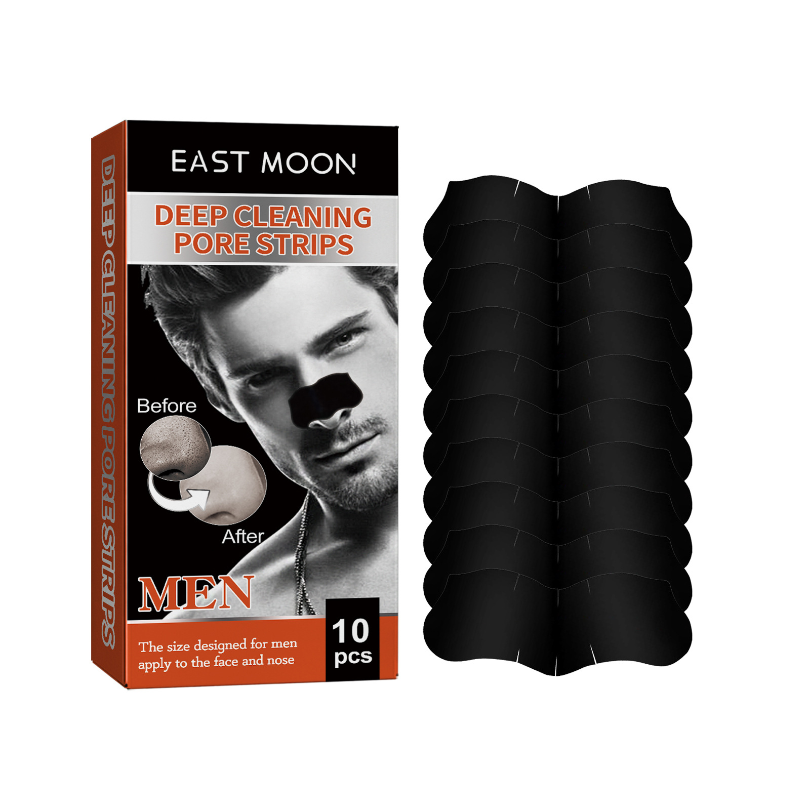 East Moon Men's Blackhead Strips Tightening Pores Nose Acne Blackhead Cleansing Shrinking Tear-off Nose Strips