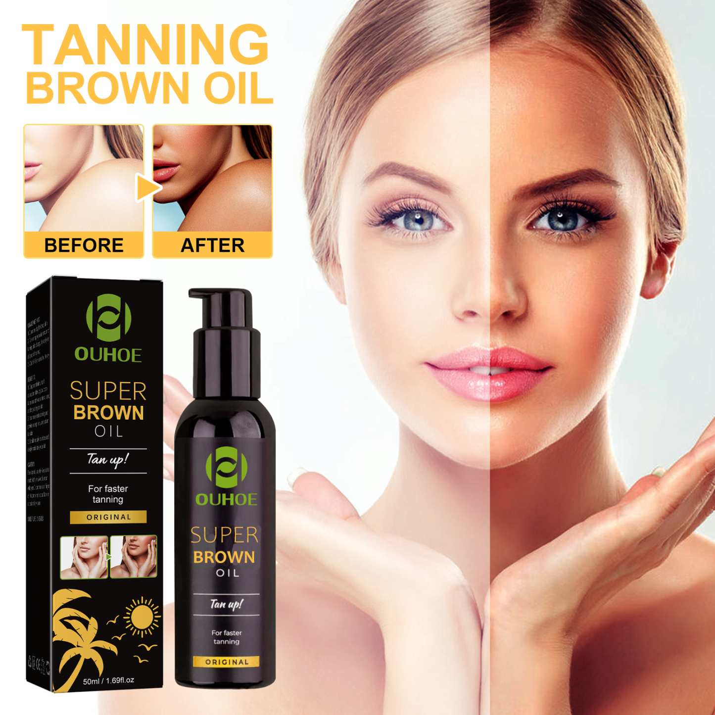 OUHOE Natural Tanning Oil – Bronzing Sun Oil for Moisturized Glow