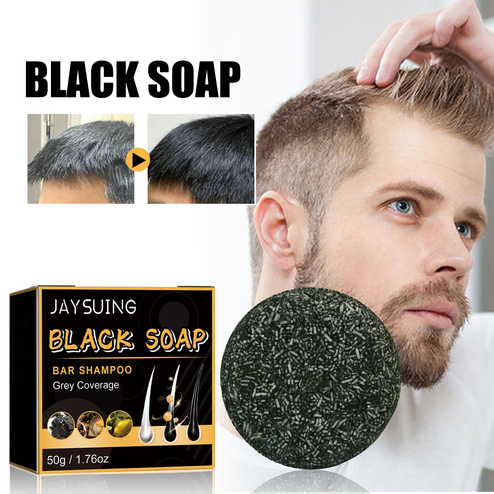 Black Hair Soap – Thicken & Darken