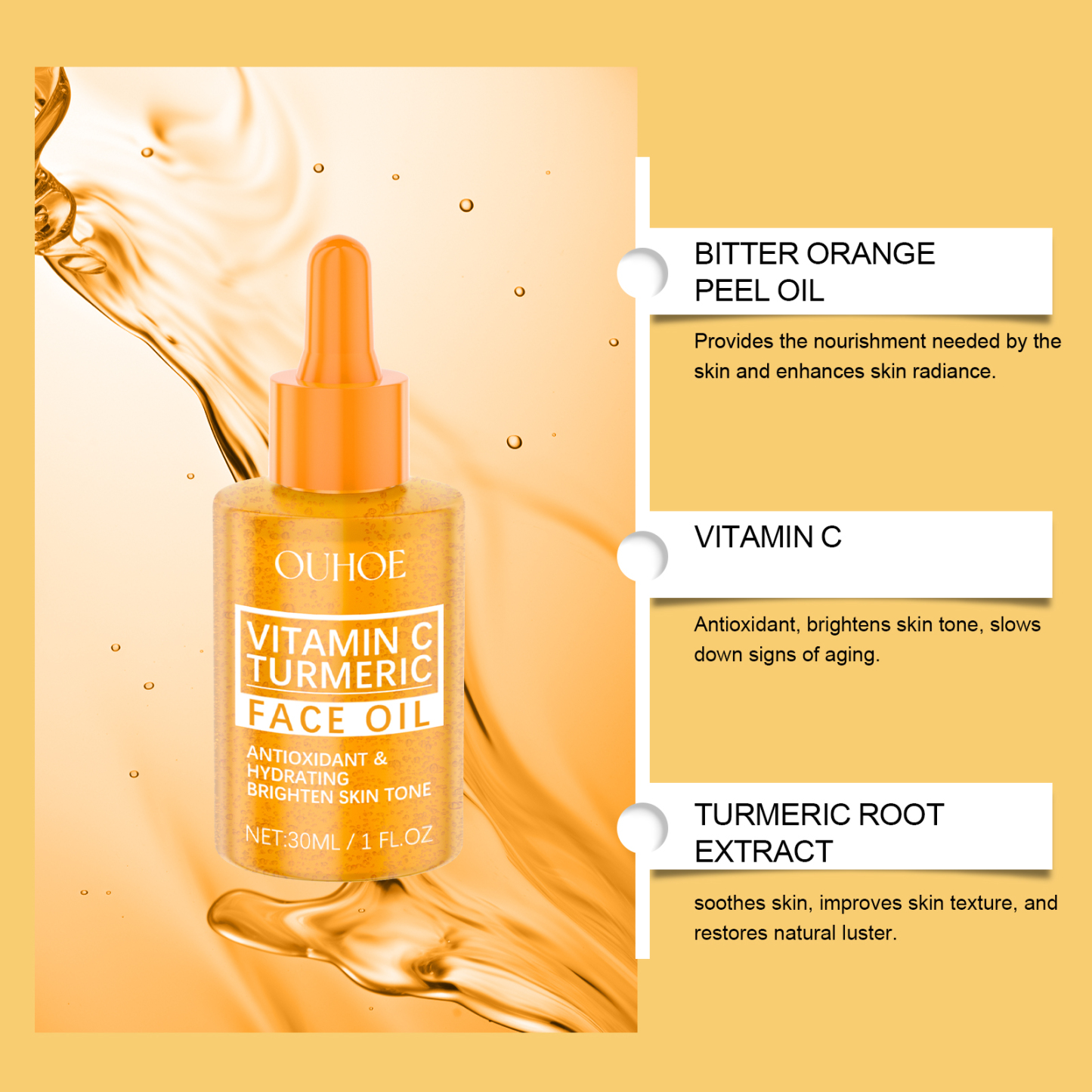Vitamin C & Turmeric Brightening Facial Oil – Hydrate, Nourish & Even Skin Tone