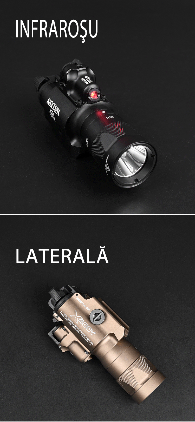 Lanternă LED cu laser roșu
