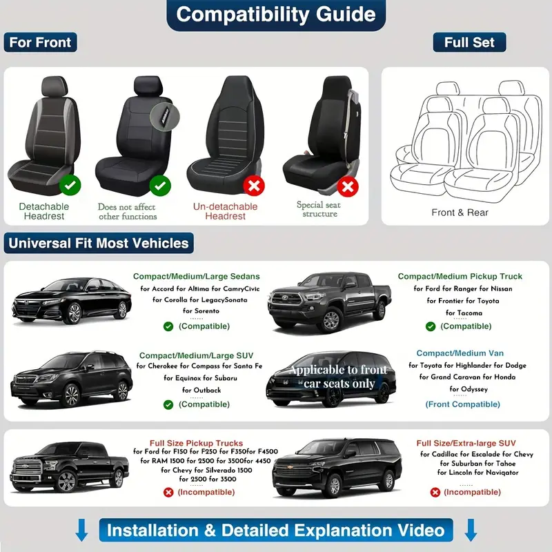 🔥🔥(Se vând 3000 de bucăți) Husă pentru scaun auto din piele PU personalizată premium - Se potrivește tuturor mașinilor, sedanelor, SUV-urilor, furgonetelor și camioanelor!