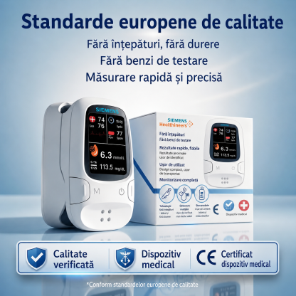 🩸 Glucometru fără înțepătură – Siemens | Monitorizarea glicemiei fără durere acasă 📊
