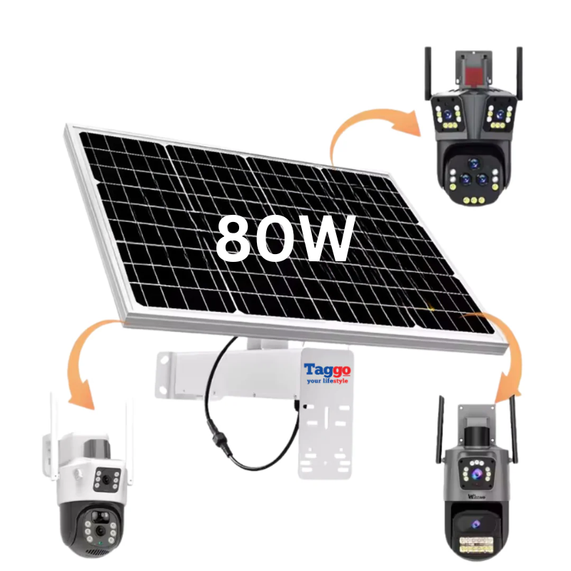 Panou solar 80W cu acumulatori inclusi de 40Ah. pentru camere de supraveghere. iesire 12V