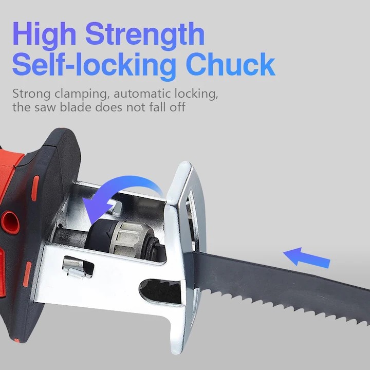 Fierastrau sabie, Folixs®, 3000 RPM, 2 Baterii, 8 Panze, led iluminare, ABS/Metal