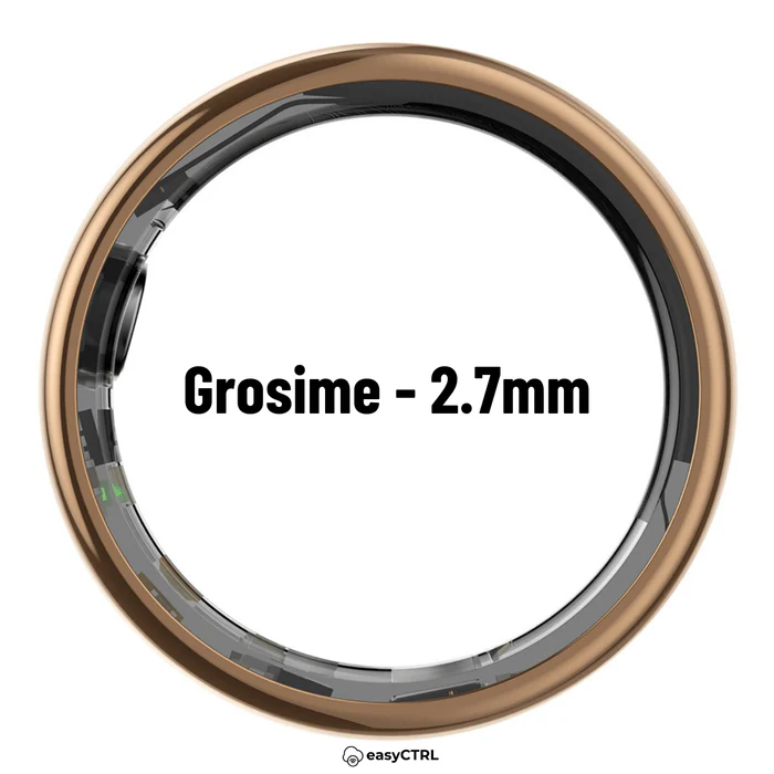 Inel Inteligent, Bluetooth, Cutie Incarcare Wireless, Monitorizeaza Pulsul, Oxigenul din Sange, Somnul, Calorii, Impermeabil IP68, Gold, easyCTRL®