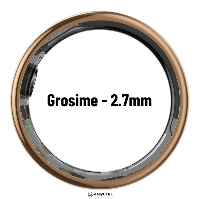 Inel Inteligent, Bluetooth, Cutie Incarcare Wireless, Monitorizeaza Pulsul, Oxigenul din Sange, Somnul, Calorii, Impermeabil IP68, Gold, easyCTRL®