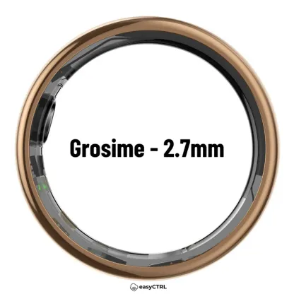 Inel Inteligent, Bluetooth, Cutie Incarcare Wireless, Monitorizeaza Pulsul, Oxigenul din Sange, Somnul, Calorii, Impermeabil IP68, Gold, easyCTRL®