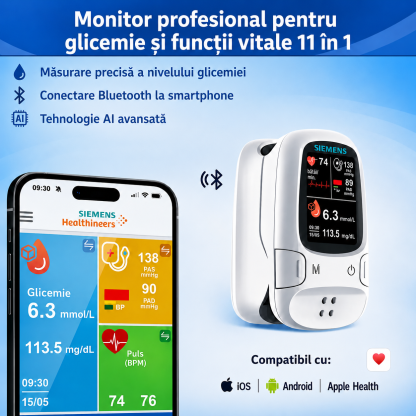 🩸 Glucometru fără înțepătură – Siemens | Monitorizarea glicemiei fără durere acasă 📊