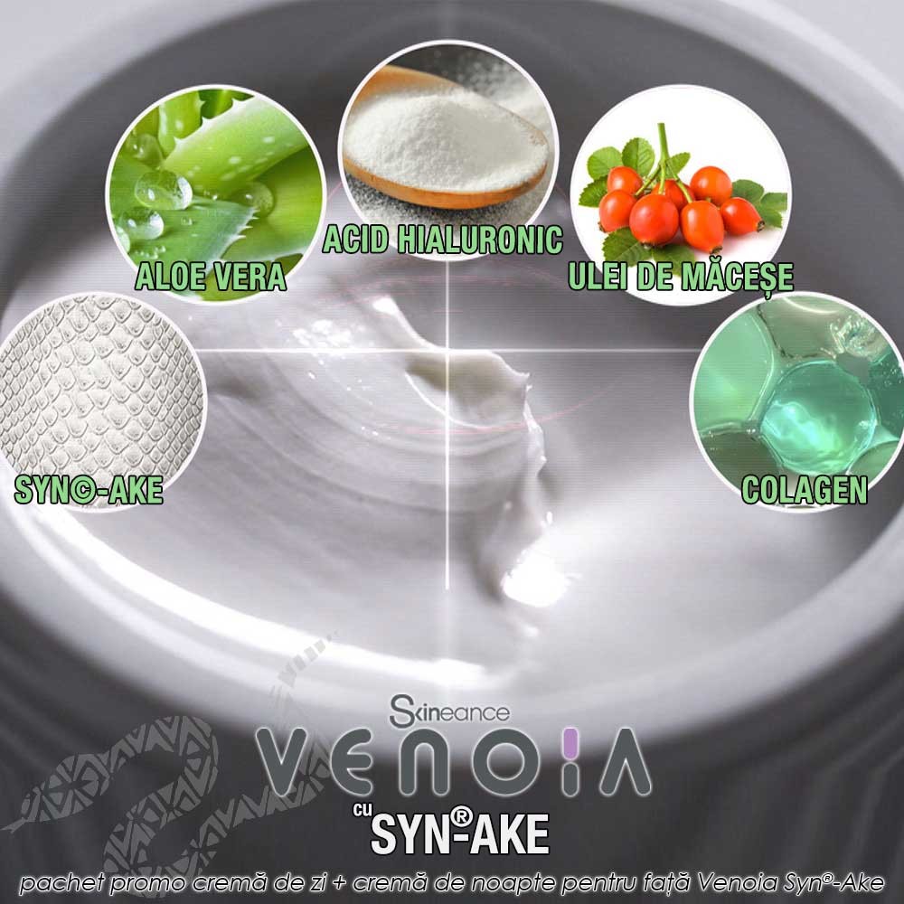 Venoia Syn-Ake Day + Night Face Cream - crema de zi + crema de noapte pentru fata cu venin sintetic de sarpe