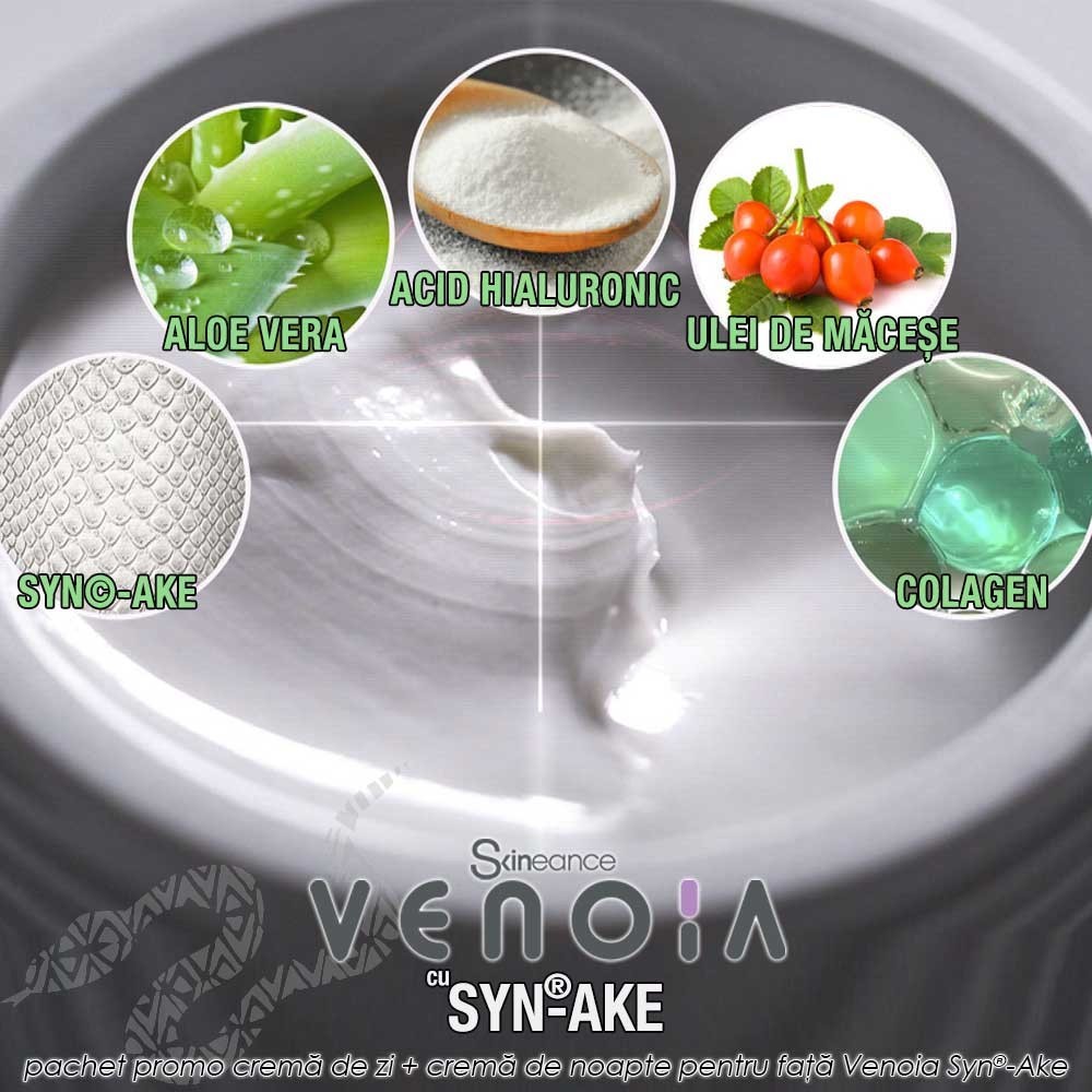 Venoia Syn-Ake Day + Night Face Cream - crema de zi + crema de noapte pentru fata cu venin sintetic de sarpe