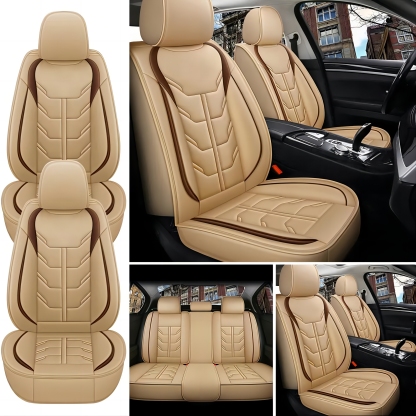 URINOVET GM 2017, 2018 Husă scaun auto 5 scaune față și spate Husă scaun piele impermeabilă și rezistentă la uzură (set complet de cafea cu perne)