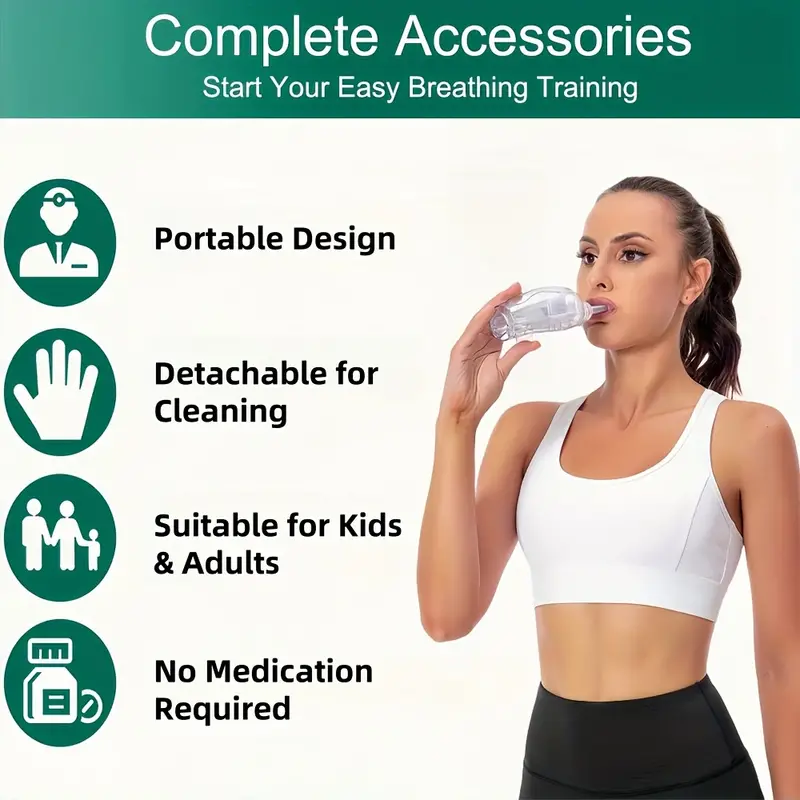 Dispozitiv de exerciții de respirație   plămâni, Dispozitiv de expansiune a plămânilor și de eliminare a mucusului, Expirator portabil cu un set de accesorii, Antrenor de respirație   plămâni detalii 6