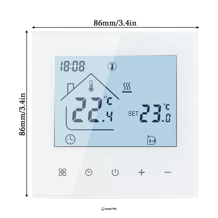 Termostat inteligent Wi-Fi pentru centrala termica, Smart Life / Tuya APP, Control vocal, Alb, easyCTRL®
