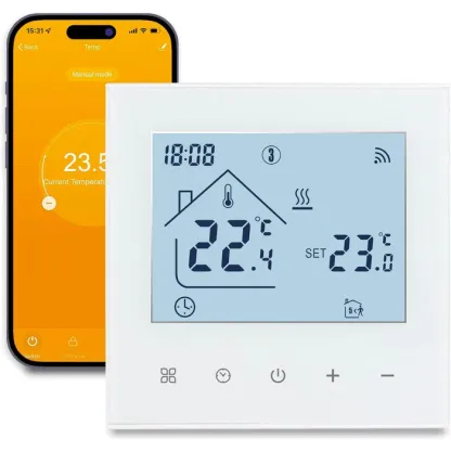 Termostat inteligent Wi-Fi pentru centrala termica, Smart Life / Tuya APP, Control vocal, Alb, easyCTRL®