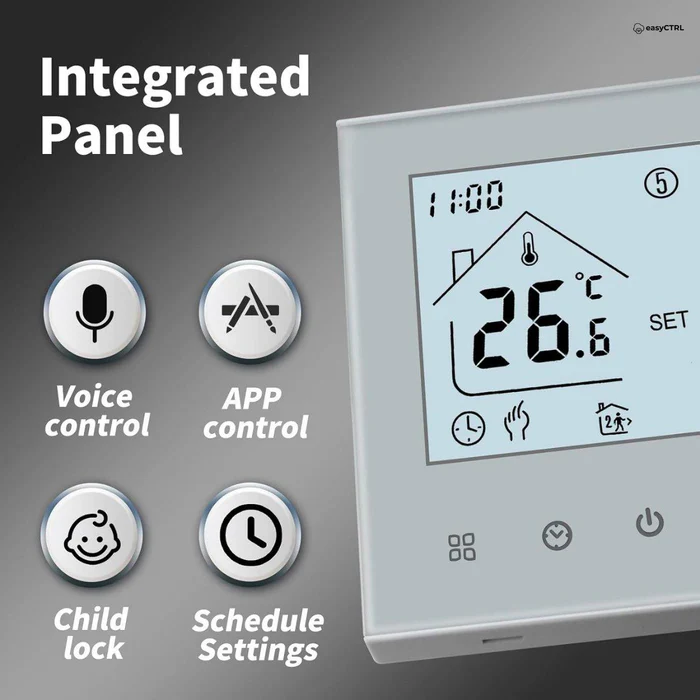 Termostat inteligent Wi-Fi pentru centrala termica, Smart Life / Tuya APP, Control vocal, Alb, easyCTRL®