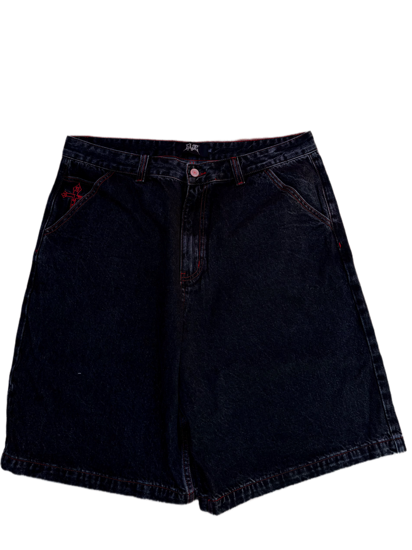 Red Stitch Cross Jorts