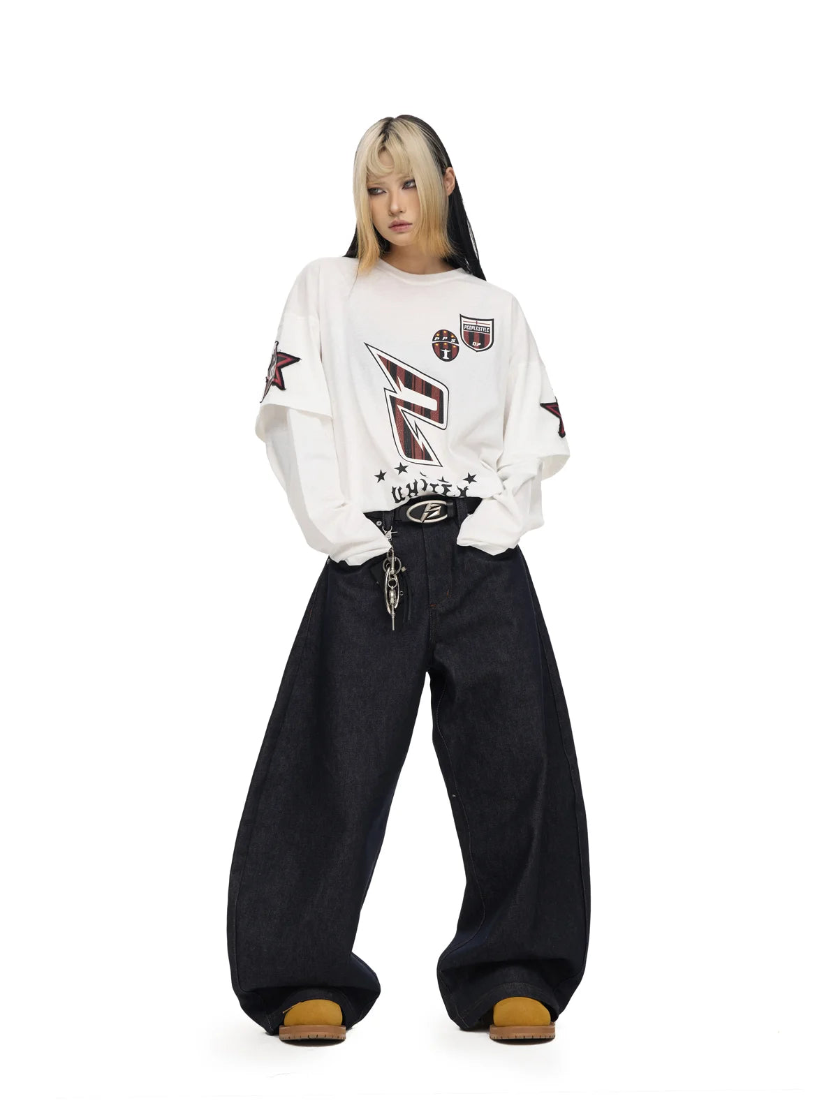 Dark Blue Jeans with Wide-leg