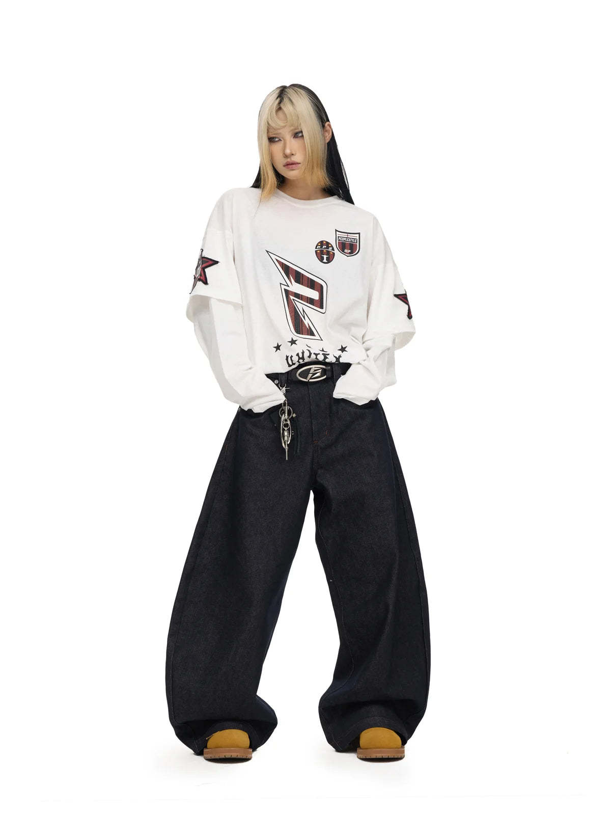 Dark Blue Jeans with Wide-leg