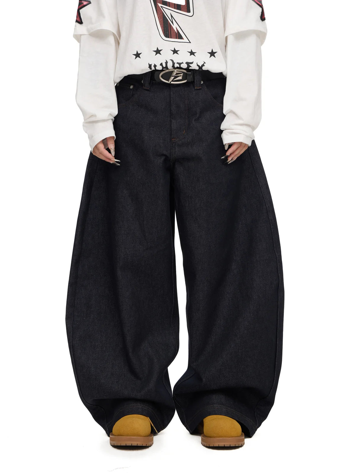 Dark Blue Jeans with Wide-leg