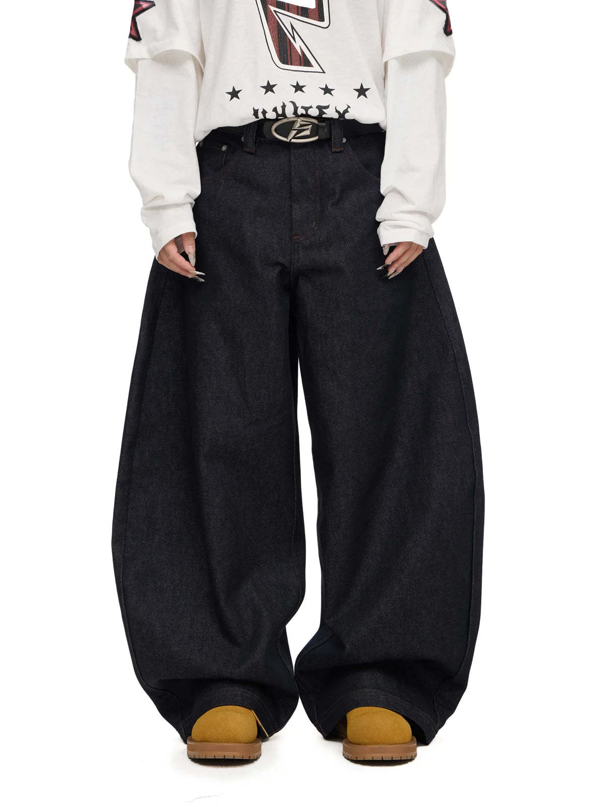 Dark Blue Jeans with Wide-leg