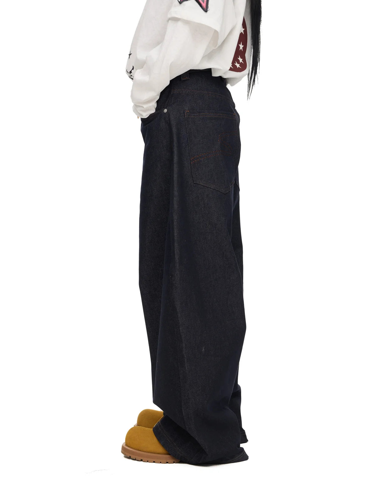 Dark Blue Jeans with Wide-leg