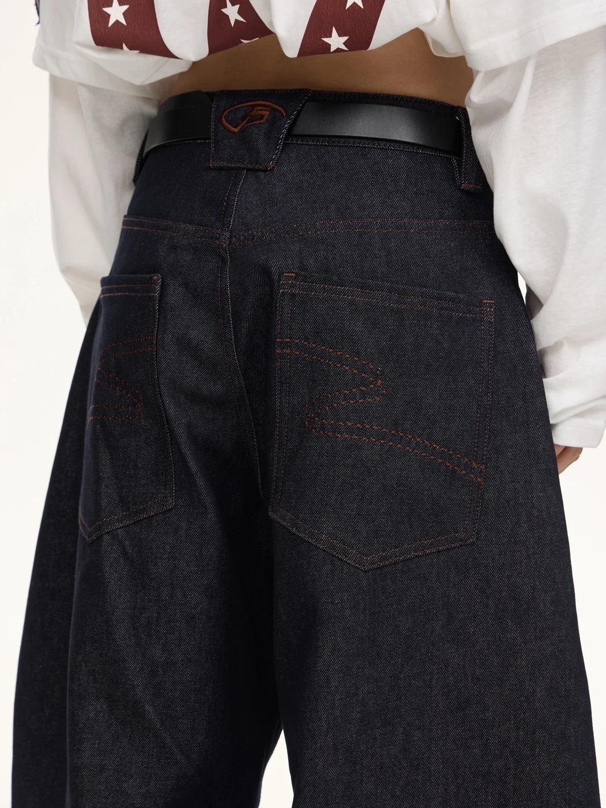 Dark Blue Jeans with Wide-leg