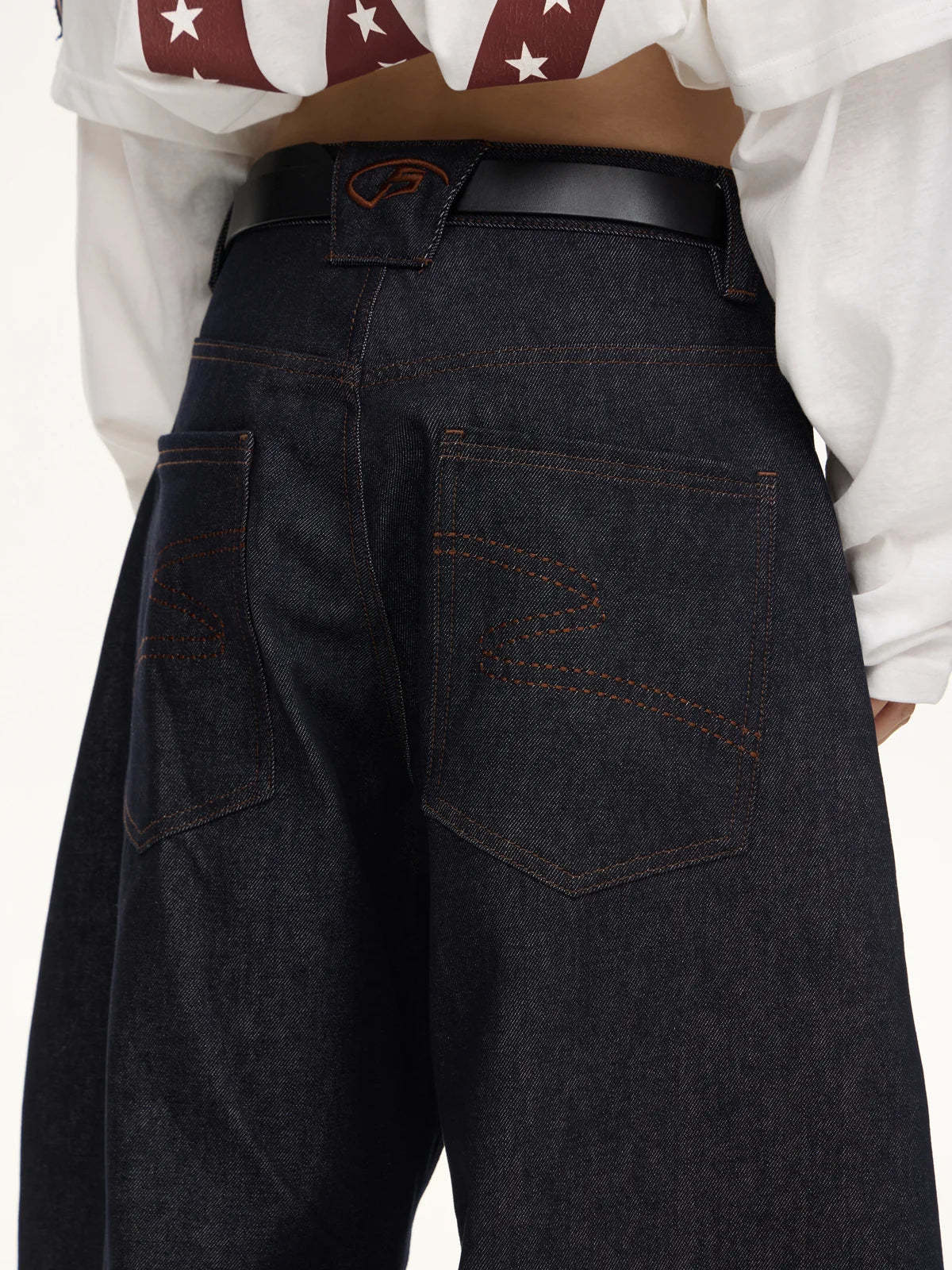 Dark Blue Jeans with Wide-leg