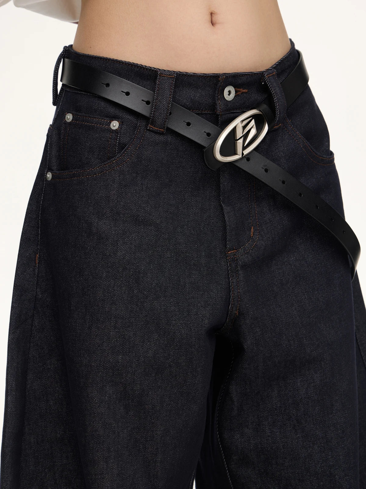 Dark Blue Jeans with Wide-leg