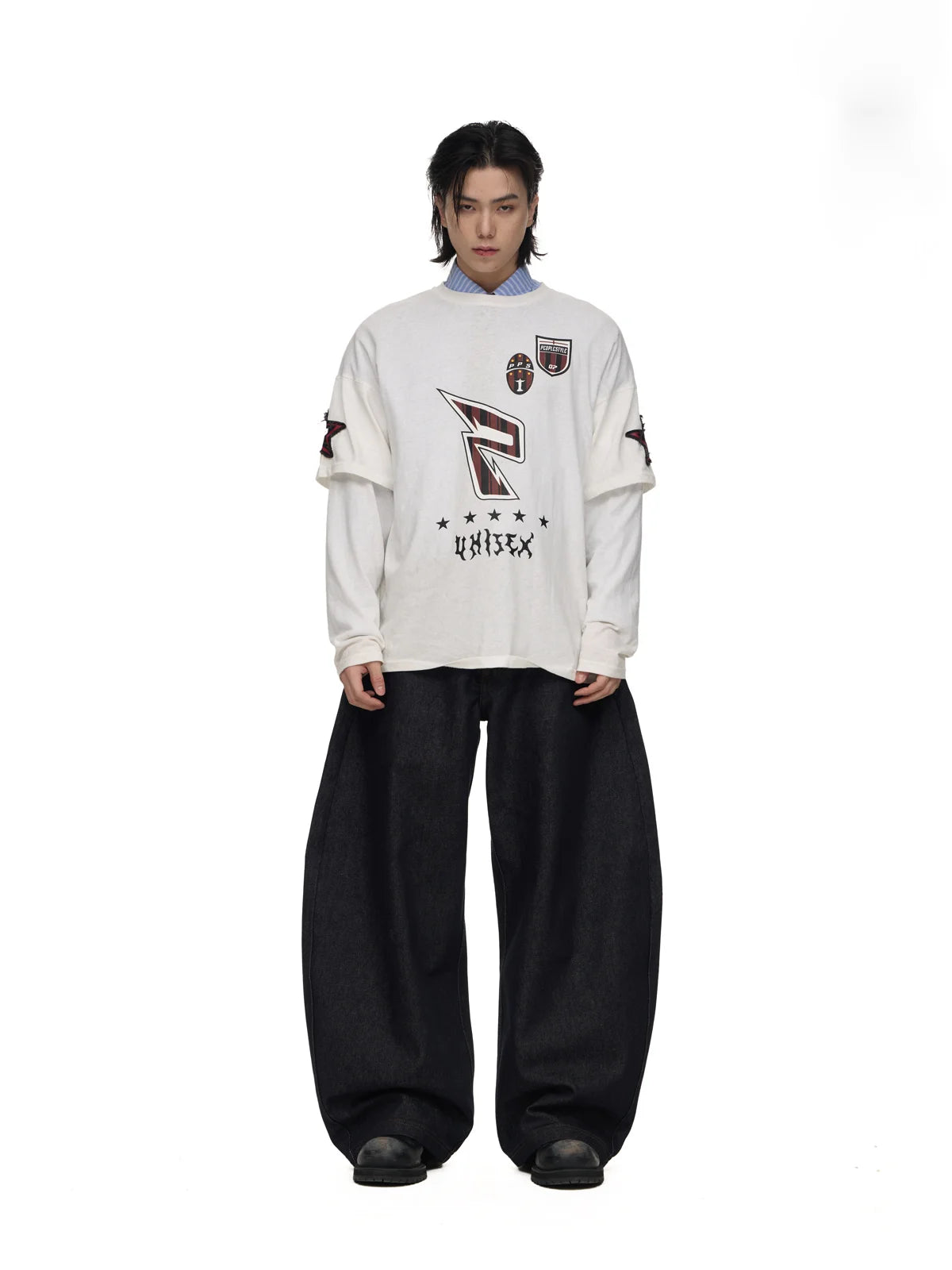 Dark Blue Jeans with Wide-leg