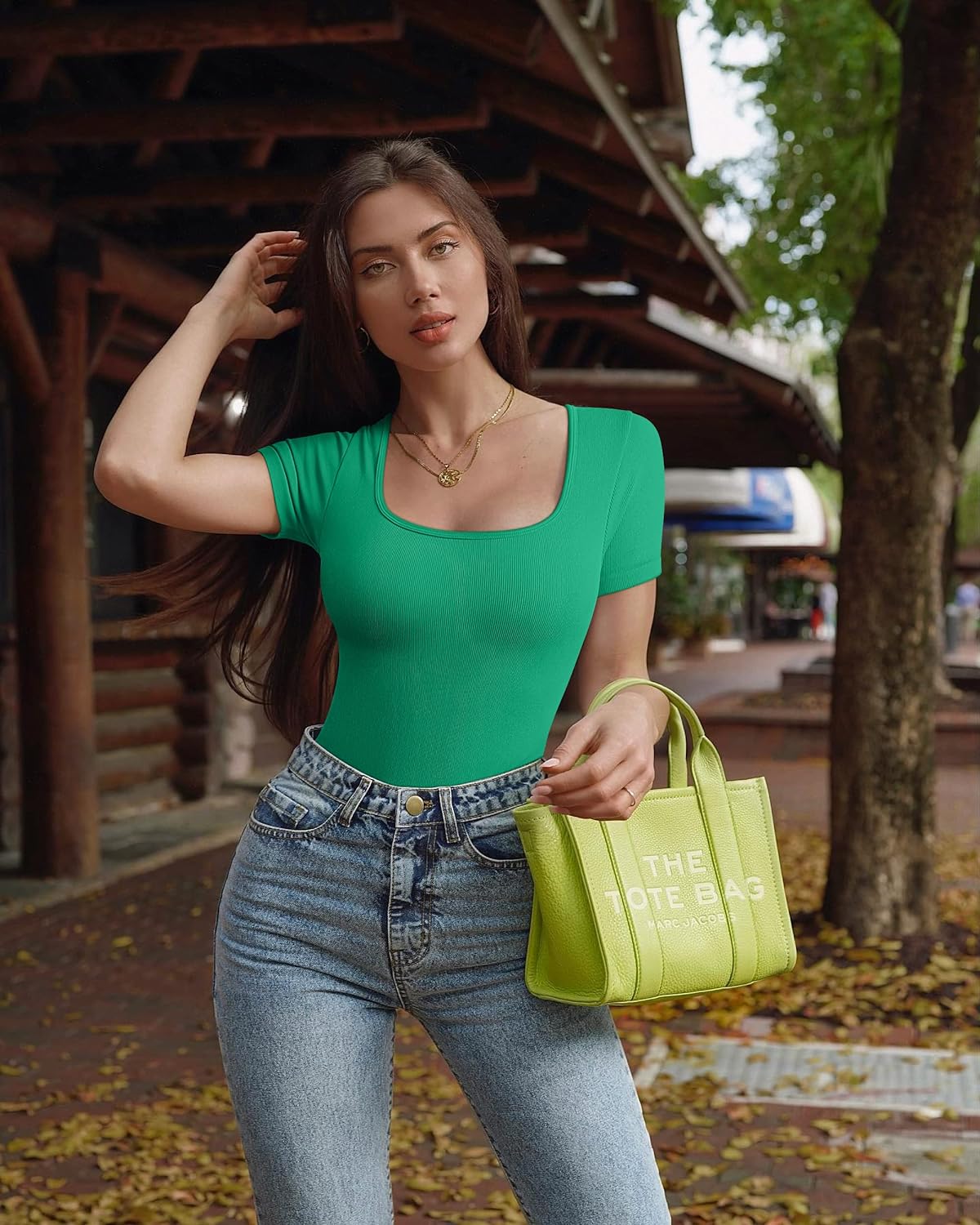 Women's 2 Piece Bodysuits Sexy Ribbed One Piece Square Neck Short Sleeve Bodysuits