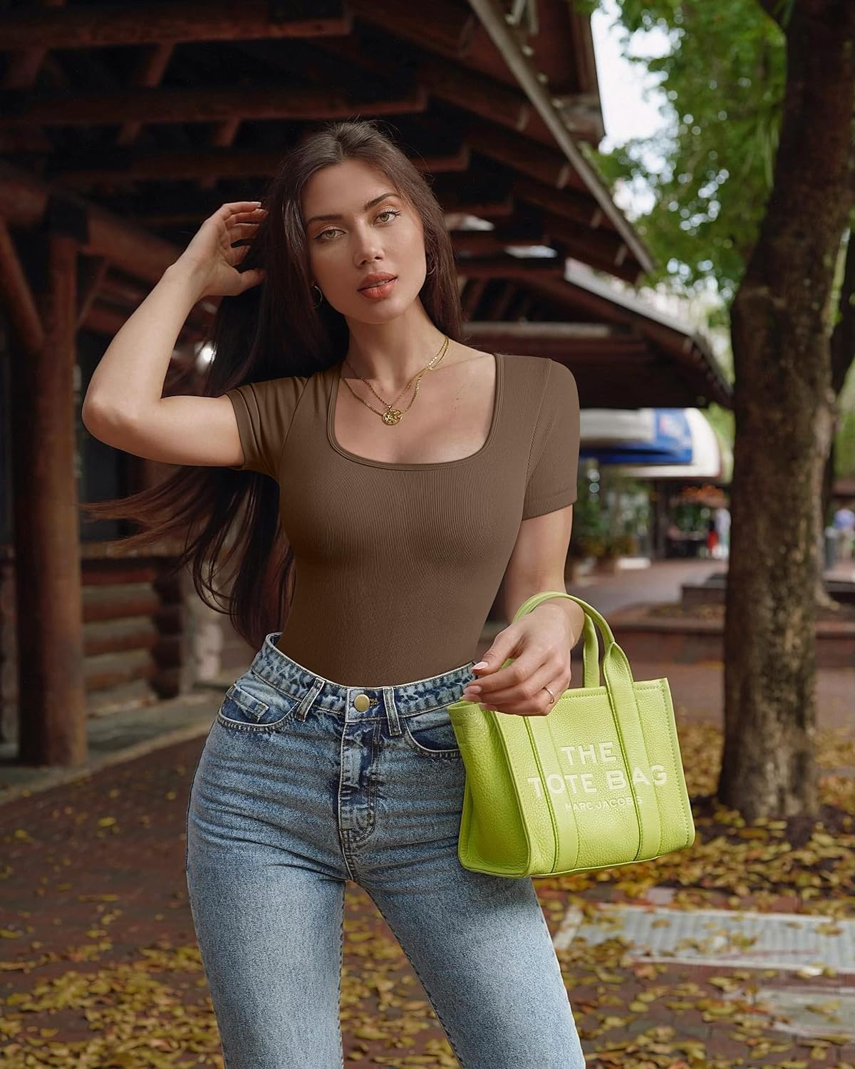 Women's 2 Piece Bodysuits Sexy Ribbed One Piece Square Neck Short Sleeve Bodysuits